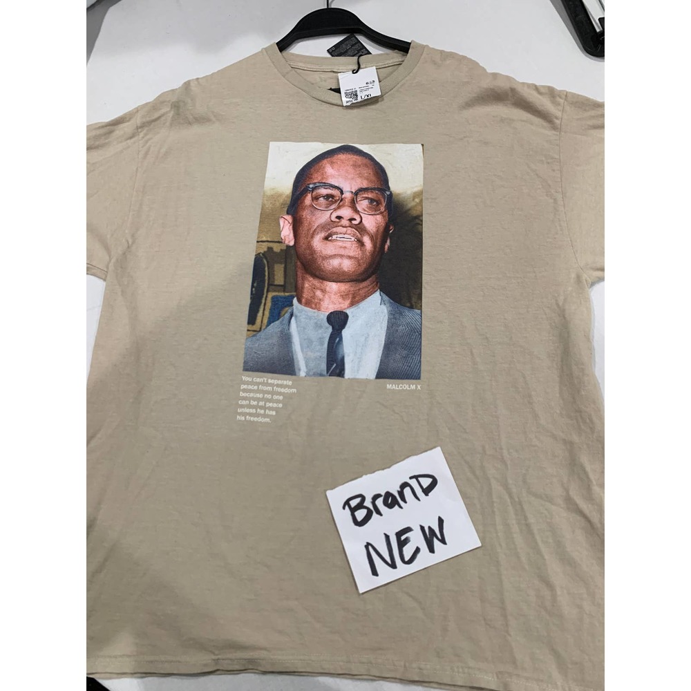 Malcolm X Beige Graphic Tee Size Large/XL